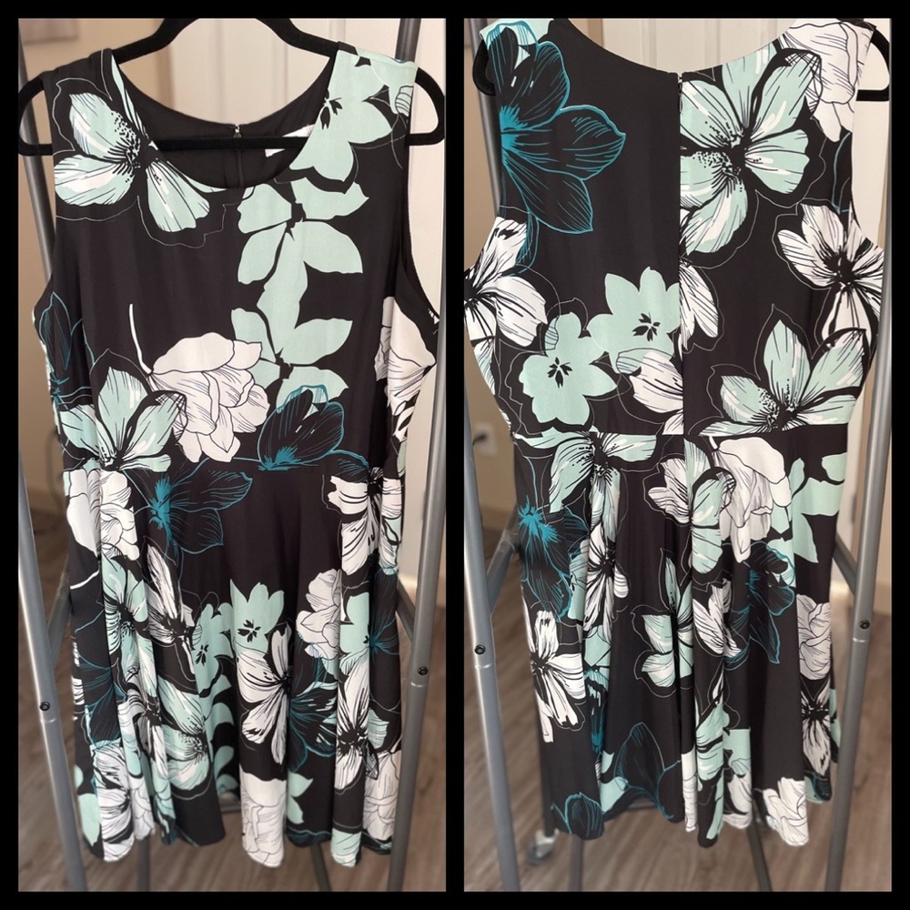Navy & Teal Floral Rickis Size 16 Dress
